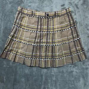Kaelin Brown Plaid Pleated Mini Skirt Retro Schoolgirl Style‎ Size 8